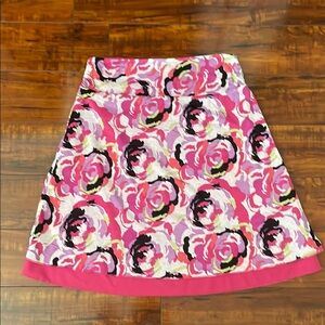 Floral Pink Skirt Womens large. Stretchy Reversable layered
